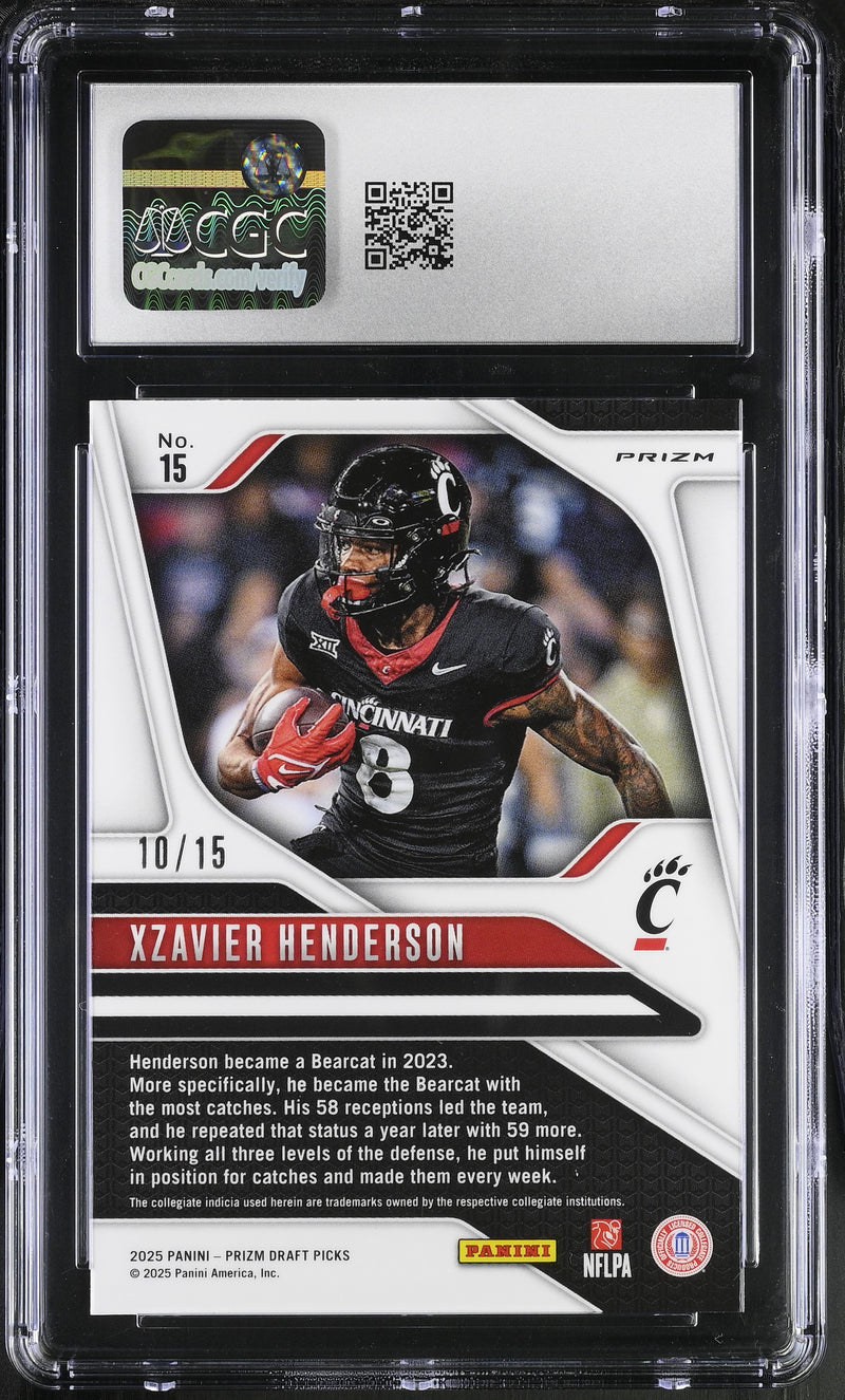 Xzavier Henderson Gold Shimmer 10/15 2025 Prizm Draft Picks #15 CGC 10-2