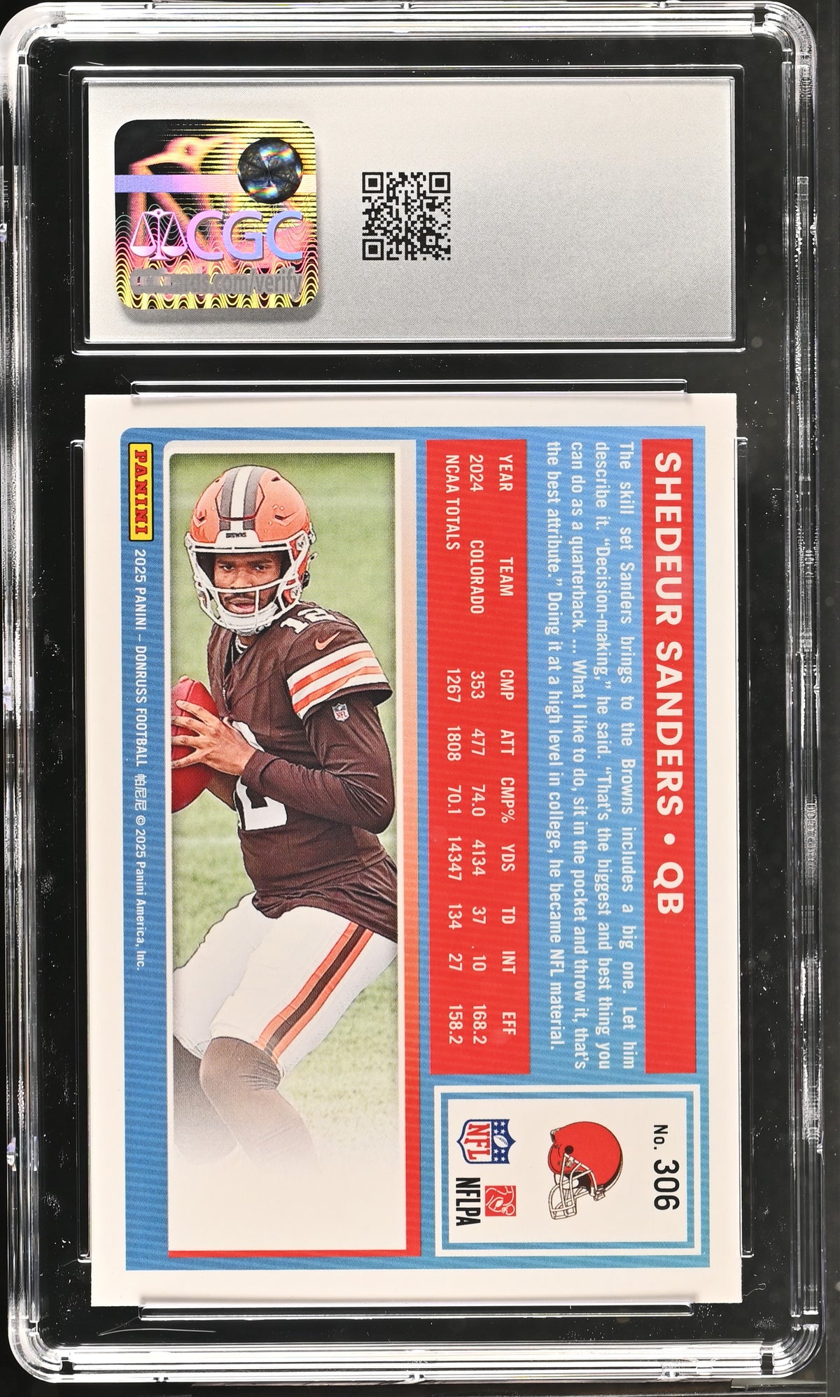 Shedeur Sanders 2025 Donruss #306 CGC 10-2