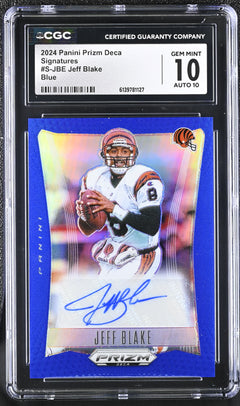 Jeff Blake Blue 36/49 2024 Prizm Deca Signatures #S-JBE CGC 10 Auto 10-1