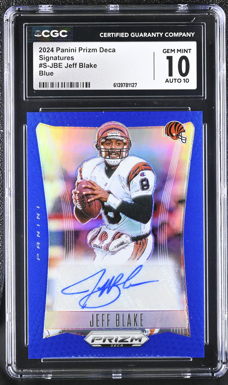 Jeff Blake Blue 36/49 2024 Prizm Deca Signatures #S-JBE CGC 10 Auto 10-1