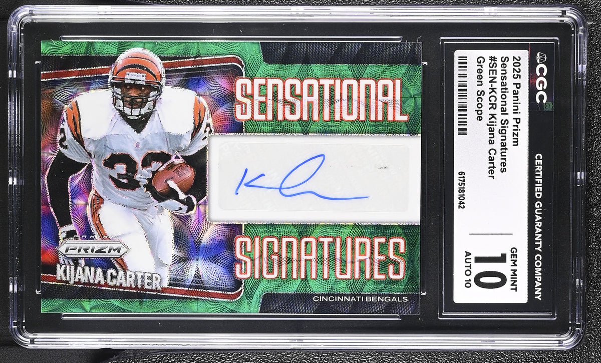 Kijana Carter Green Scope 10/75 2025 Prizm Sensational Signatures #SEN-KCR CGC 10 Auto 10