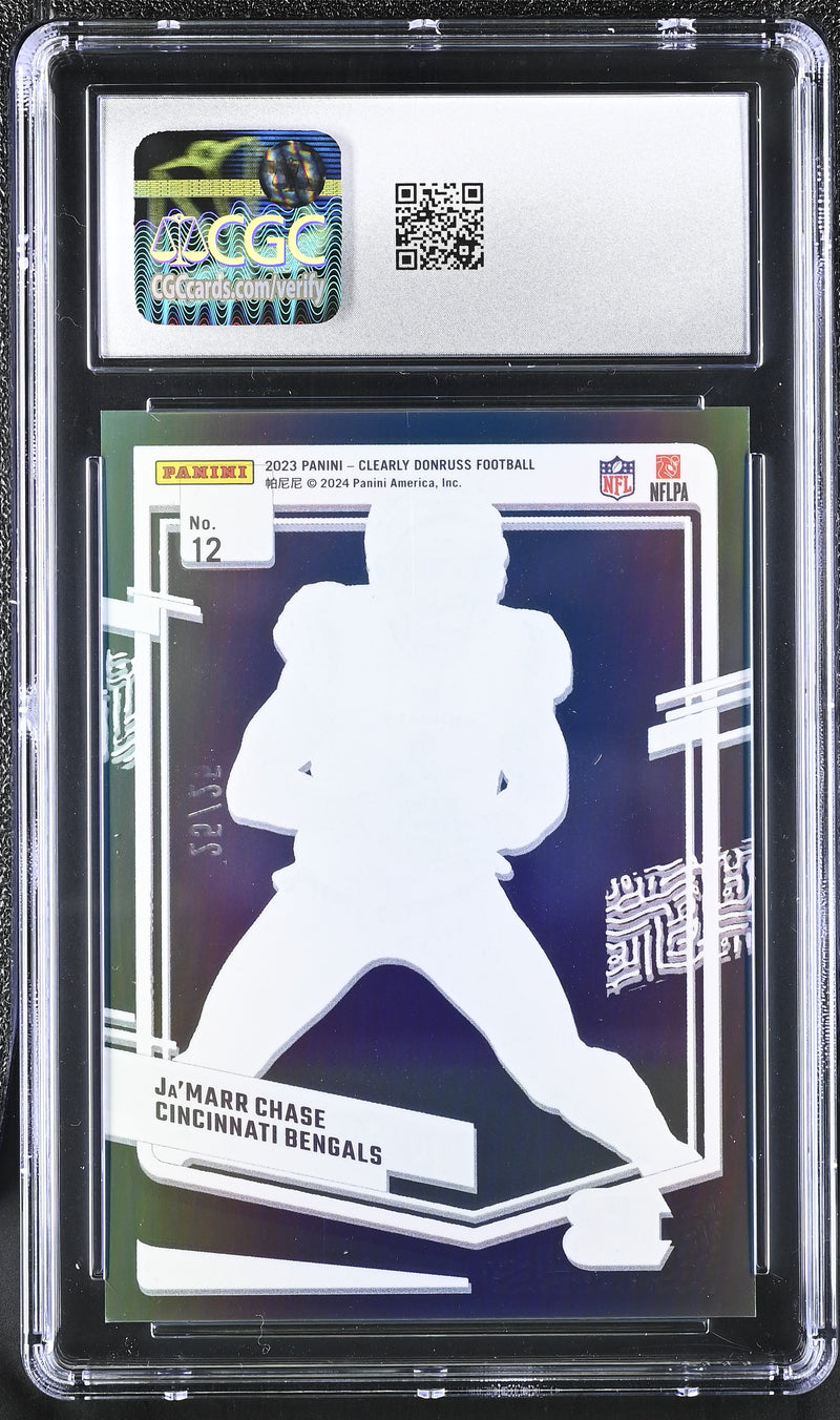 Ja'Marr Chase Green 25/25 2023 Clearly Donruss #12 CGC 10-2
