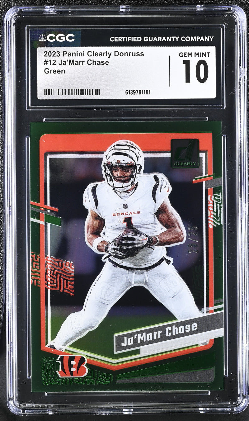 Ja'Marr Chase Green 25/25 2023 Clearly Donruss #12 CGC 10-1