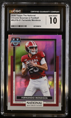 Fernando Mendoza 2026 The National Chrome Bowman U Football #BUFB-01 CGC 10