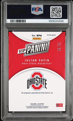 Julian Sayin 2025 Panini National Sports Collectors Convention Vip Gold Autograph 9/31 #RP6 PSA 8-2