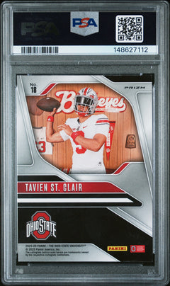 Tavien St. Clair 2024 Panini The Ohio State University Nil Prizm Prizm-Silver White Sparkles #18 PSA 9-2