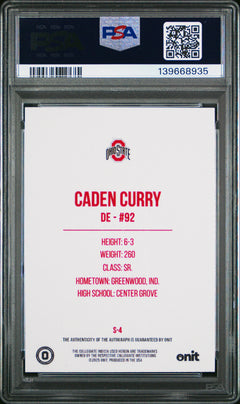 Caden Curry 2025 Onit Ohio State University Signatures #S-4 PSA 9-2