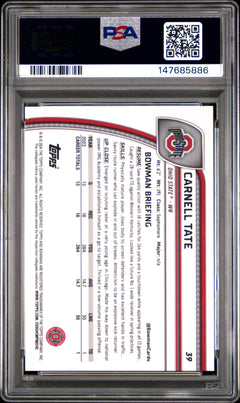 Carnell Tate 2024 Bowman University Chrome Fuchsia Mini Diamond 16/125 #39 PSA 10-2