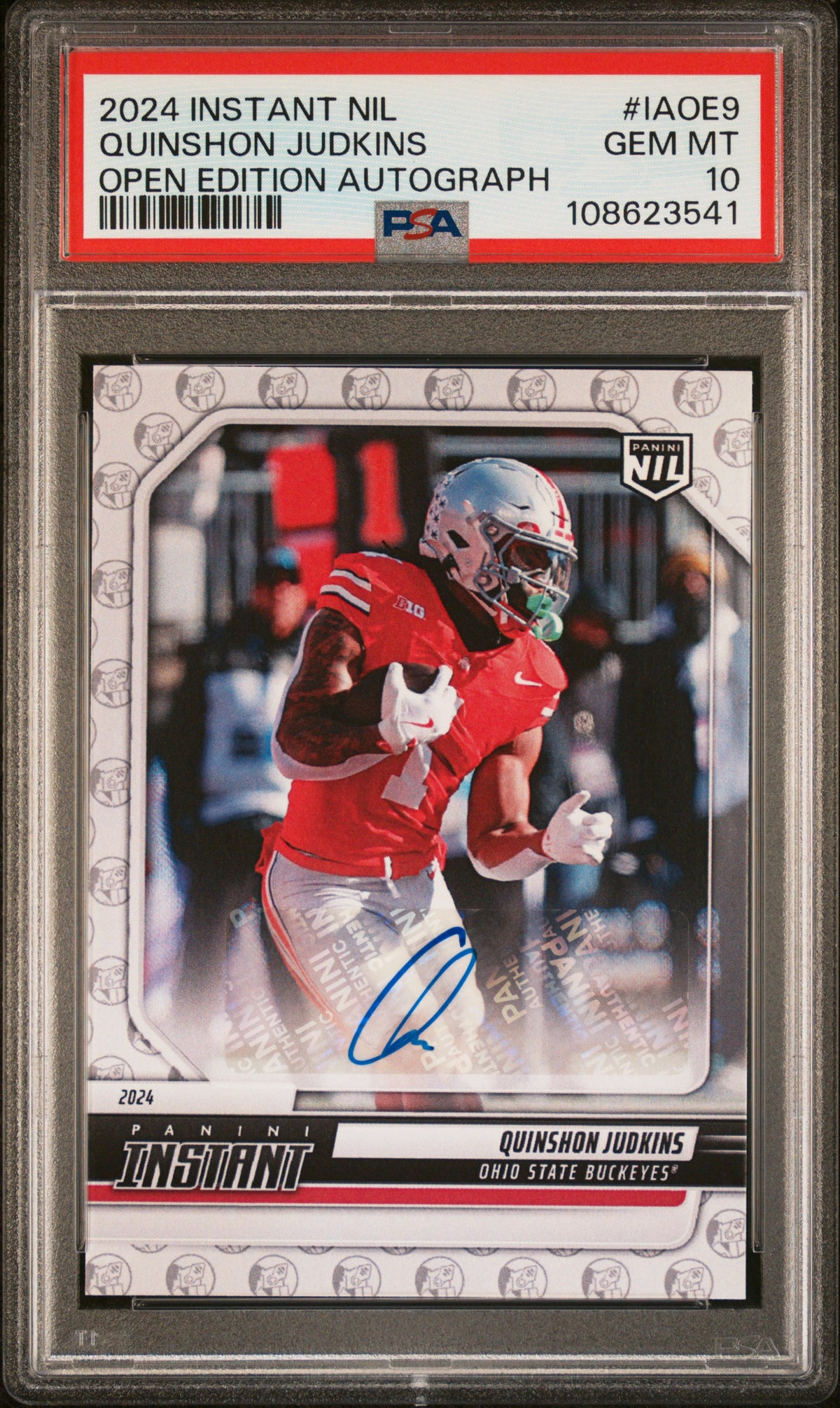 Quinshon Judkins 2024 Panini Instant Nil College Football Open Edition Autographs #IAOE9 PSA 10