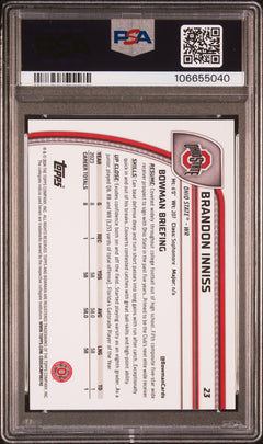 Brandon Inniss 2024 Bowman University Chrome Red Refractor 5/5 #23 PSA 9-2