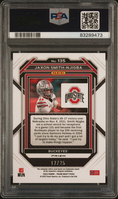 Jaxon Smith-Njigba 2023 Panini Prizm Draft Picks Mojo Prizm 17/25 #135 PSA 10-2