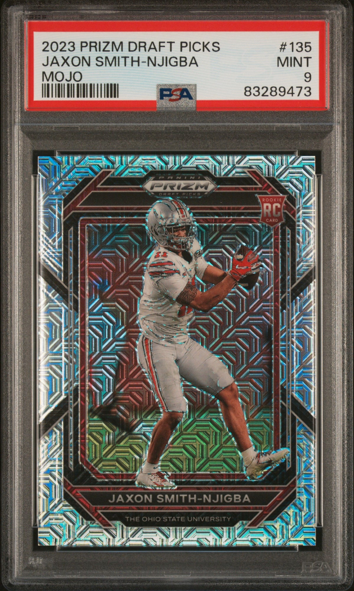 Jaxon Smith-Njigba 2023 Panini Prizm Draft Picks Mojo Prizm 17/25 #135 PSA 10-1