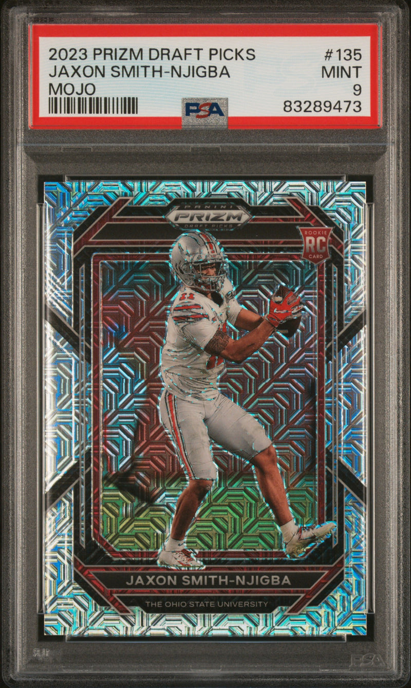 Jaxon Smith-Njigba 2023 Panini Prizm Draft Picks Mojo Prizm 17/25 #135 PSA 10-1