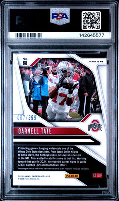Carnell Tate 2025 Panini Prizm Draft Picks Red Prizm 7/399 #68 PSA 9-2