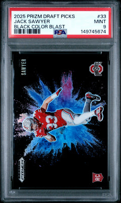Jack Sawyer 2025 Panini Prizm Draft Picks Black Color Blast #33 PSA 9-1