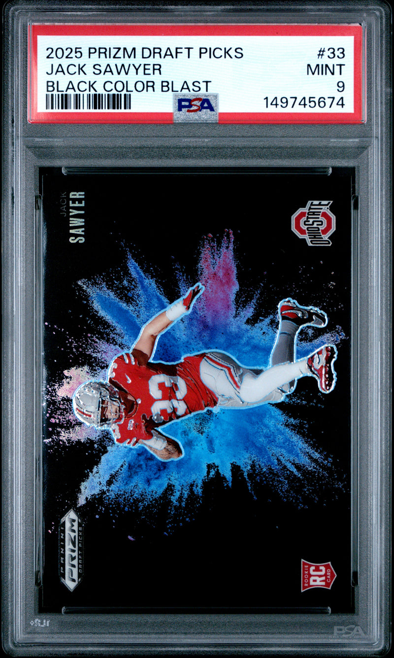 Jack Sawyer 2025 Panini Prizm Draft Picks Black Color Blast #33 PSA 9-1