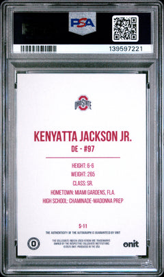 Kenyatta Jackson Jr. 2025 Onit Ohio State University Signatures #S-11 PSA 9-2