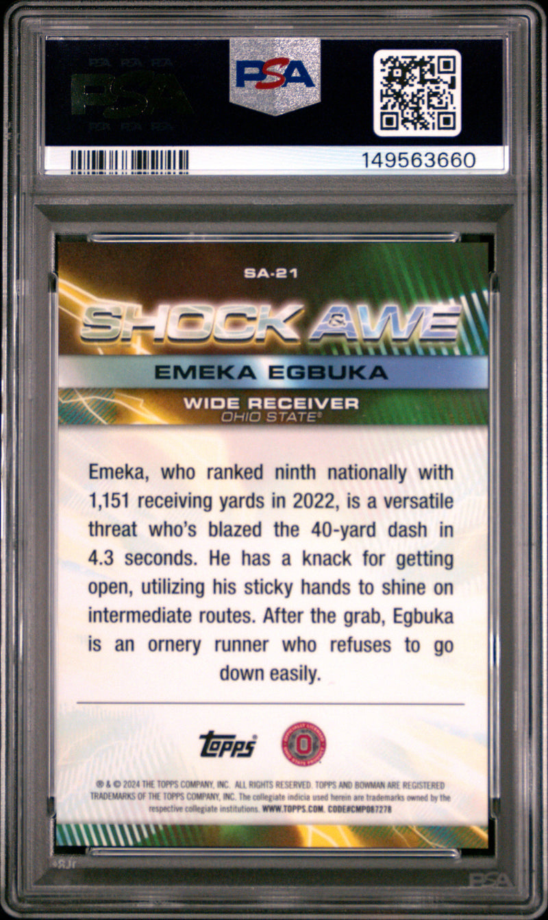 Emeka Egbuka 2024 Bowman Best University Shock & Awe #SA21 PSA 10-2