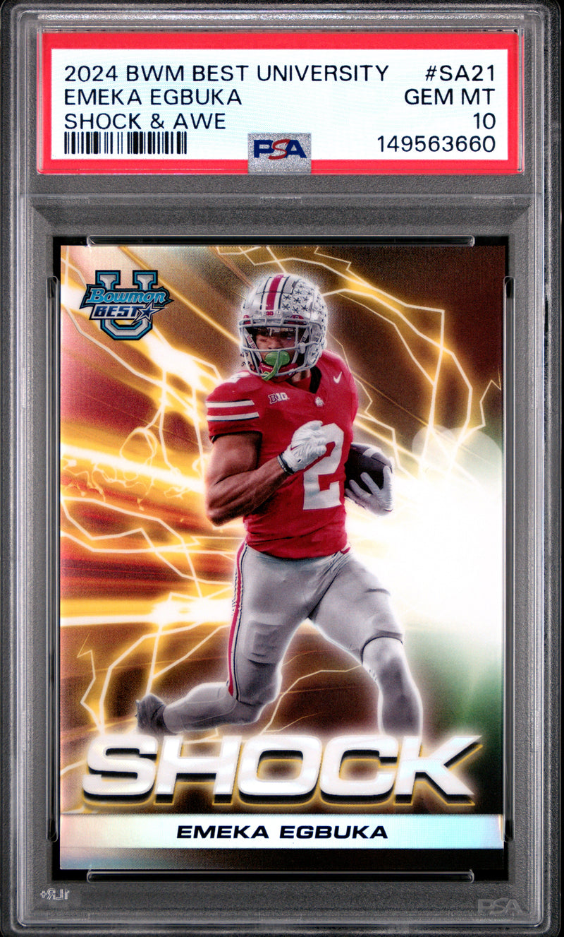 Emeka Egbuka 2024 Bowman Best University Shock & Awe #SA21 PSA 10-1
