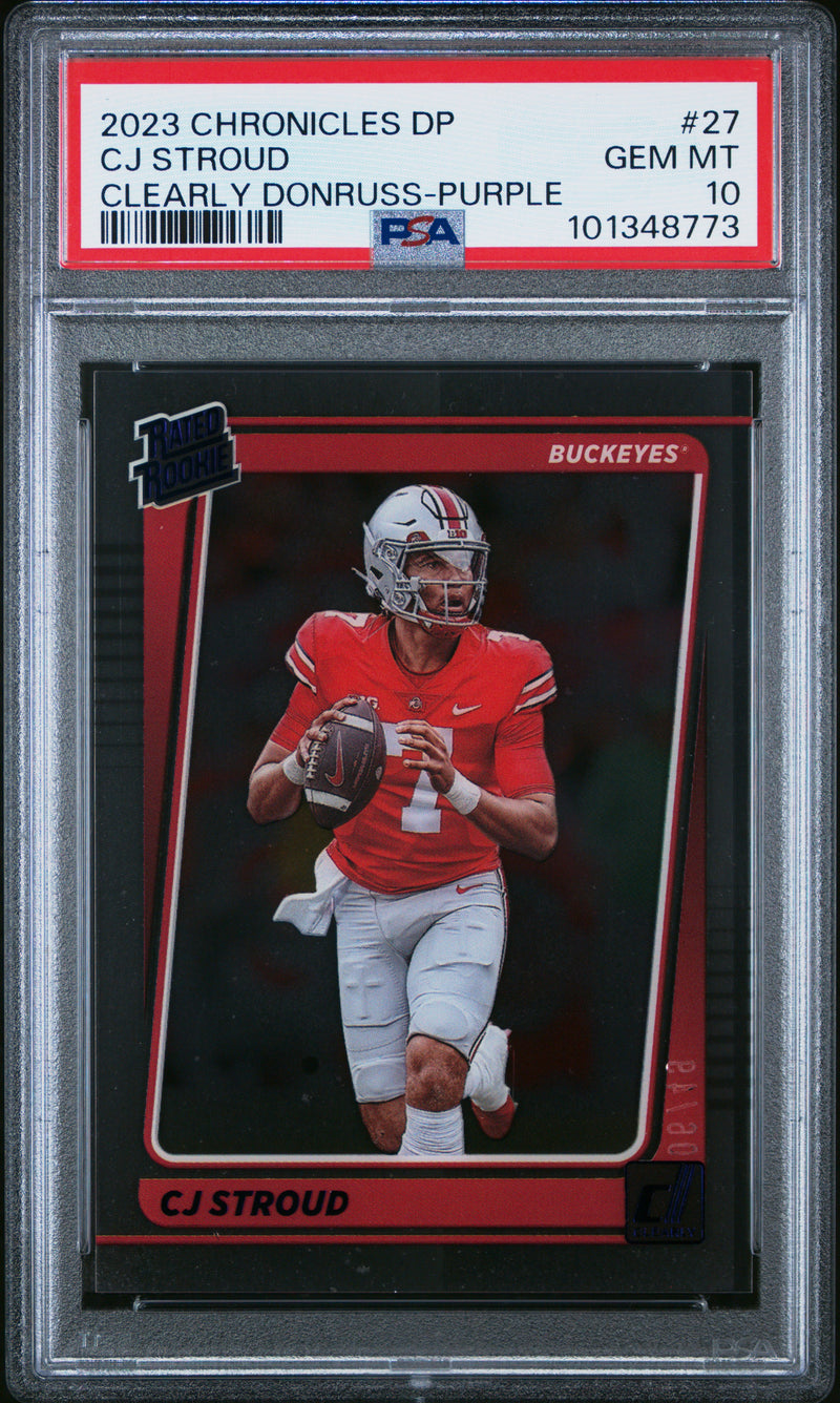 Cj Stroud 2023 Panini Chronicles Draft Picks Clearly Donruss Clearly Donruss-Purple #27 PSA 10-1