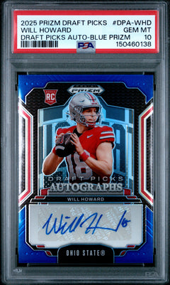 Will Howard 2025 Panini Prizm Draft Picks Autographs Draft Picks Auto-Blue Prizm 28/75 #DPA-WHD PSA 10-1