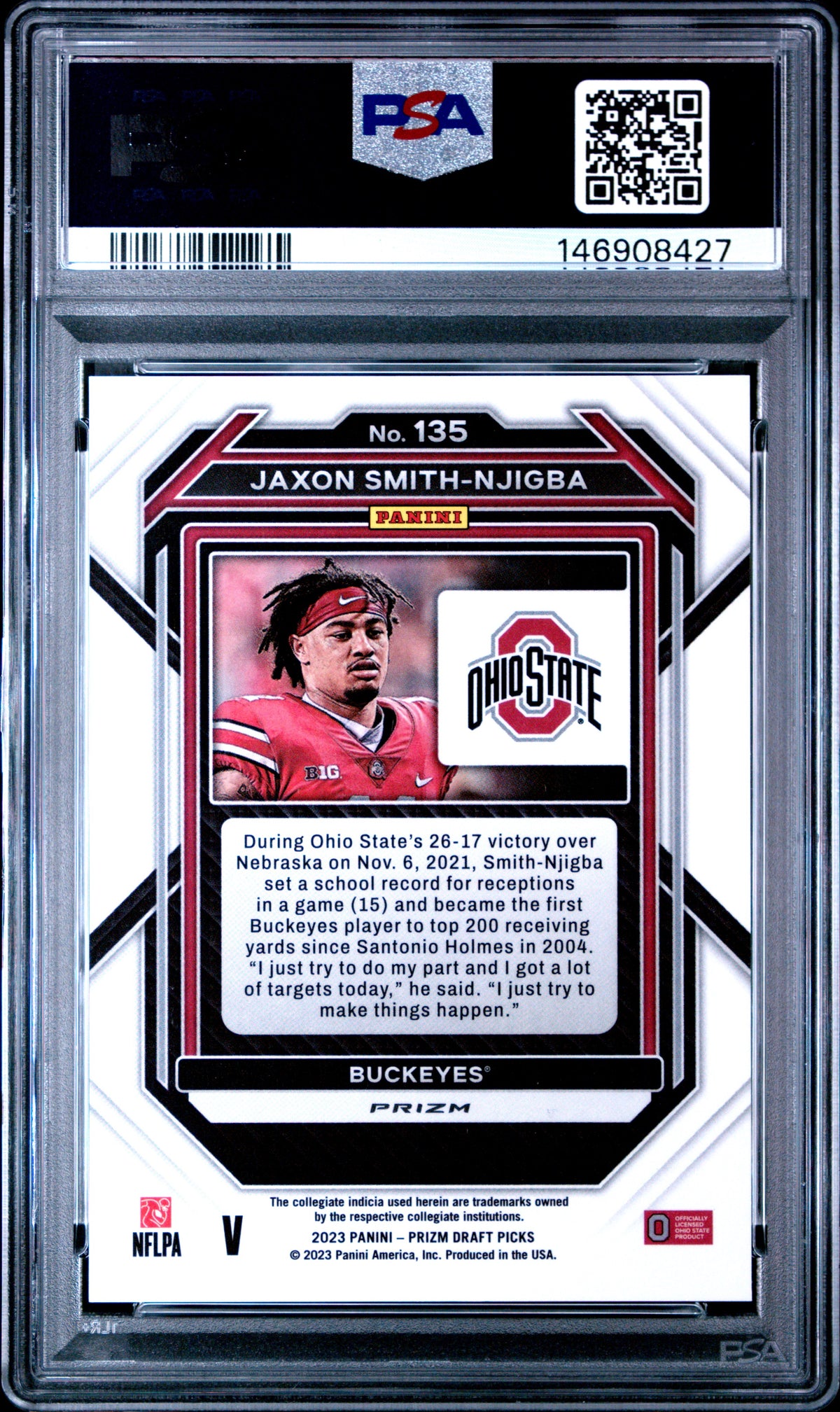 Jaxon Smith-Njigba 2023 Panini Prizm Draft Picks Variation #135 PSA 10-2