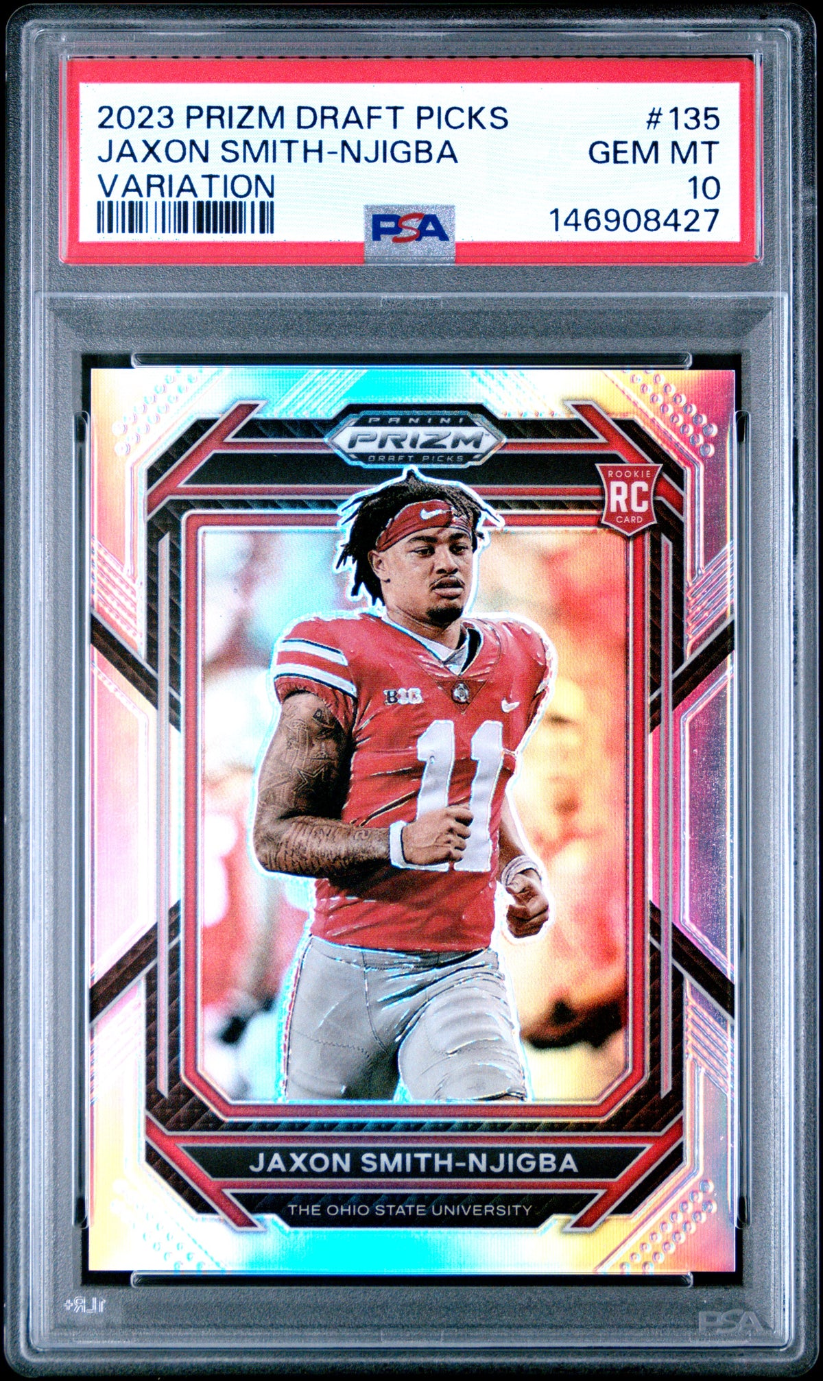 Jaxon Smith-Njigba 2023 Panini Prizm Draft Picks Variation #135 PSA 10-1