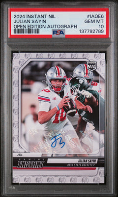 Julian Sayin 2024 Panini Instant Nil College Football Open Edition Autographs #IAOE6 PSA 10-1