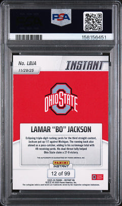 Lamar "Bo" Jackson 2025 Panini Instant Nil College Football Autograph 12/99 #LBJA PSA 10-2