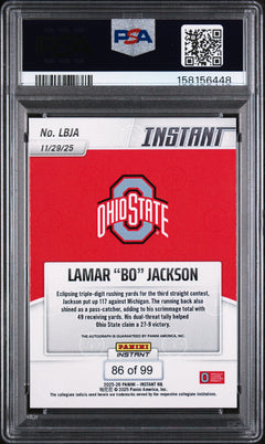 Lamar "Bo" Jackson 2025 Panini Instant Nil College Football Autograph 86/99 #LBJA PSA 10-2