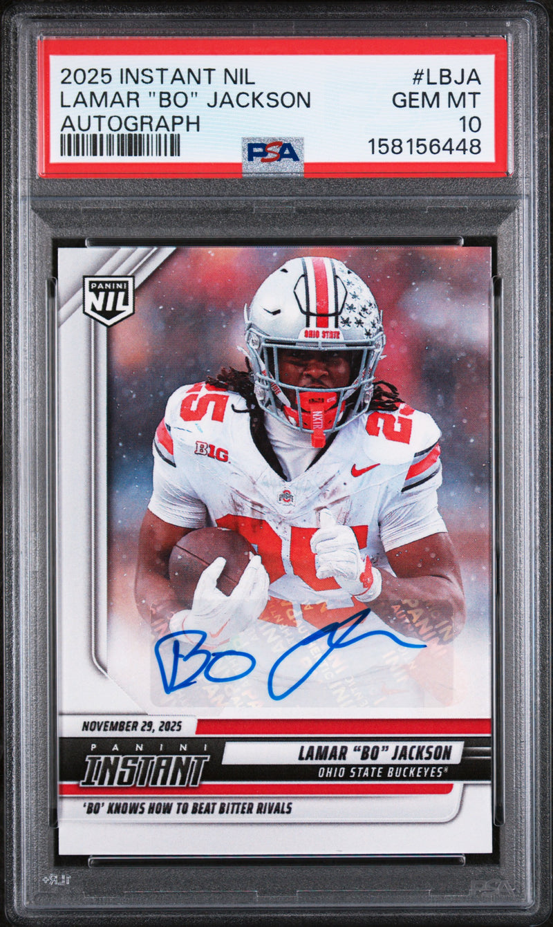 Lamar "Bo" Jackson 2025 Panini Instant Nil College Football Autograph 86/99 #LBJA PSA 10-1