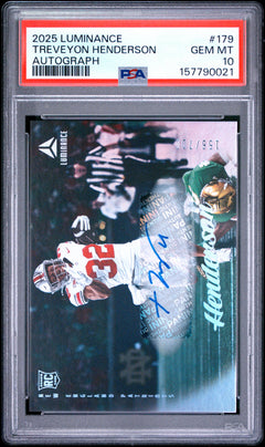 Treveyon Henderson 2025 Panini Luminance Autograph 156/700 #179 PSA 10-1