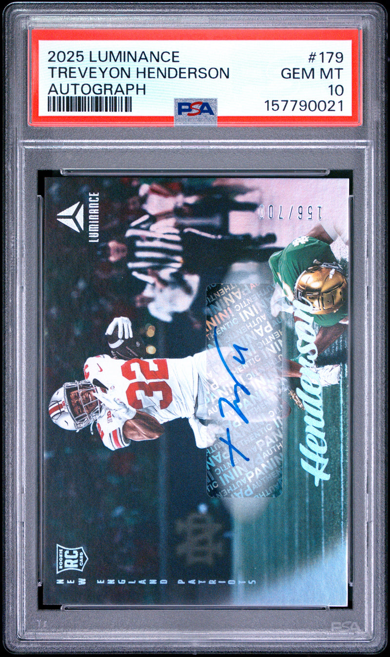 Treveyon Henderson 2025 Panini Luminance Autograph 156/700 #179 PSA 10-1