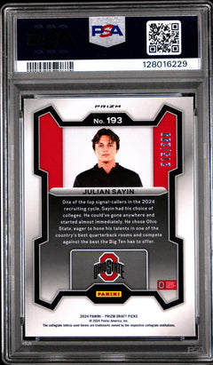 Julian Sayin 2024 Panini Prizm Draft Picks Red Prizm 215/299 #193 PSA 9-2