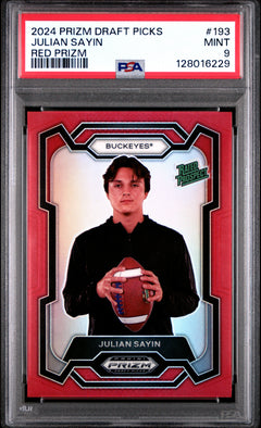 Julian Sayin 2024 Panini Prizm Draft Picks Red Prizm 215/299 #193 PSA 9-1