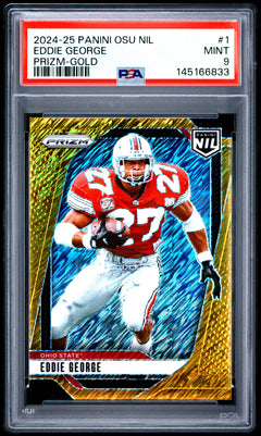 Eddie George 2024 Panini The Ohio State University Nil Prizm Prizm-Gold 5/10 #1 PSA 9-1