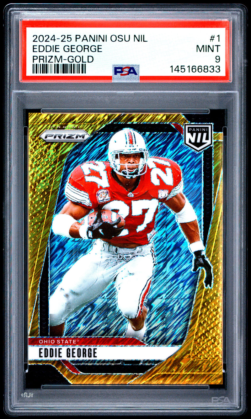Eddie George 2024 Panini The Ohio State University Nil Prizm Prizm-Gold 5/10 #1 PSA 9-1