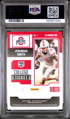 Jeremiah Smith 2024 Panini The Ohio State University Nil Contenders Contenders-Blue 19/25 #1 PSA 8-2