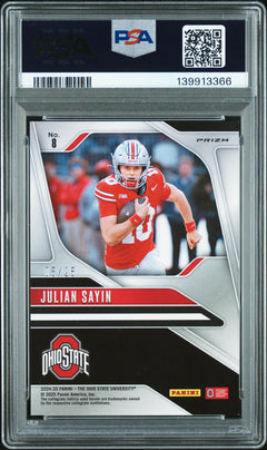 Julian Sayin 2024 Panini The Ohio State University Nil Prizm Prizm-Silver Vinyl 5/25 #8 PSA 9-2