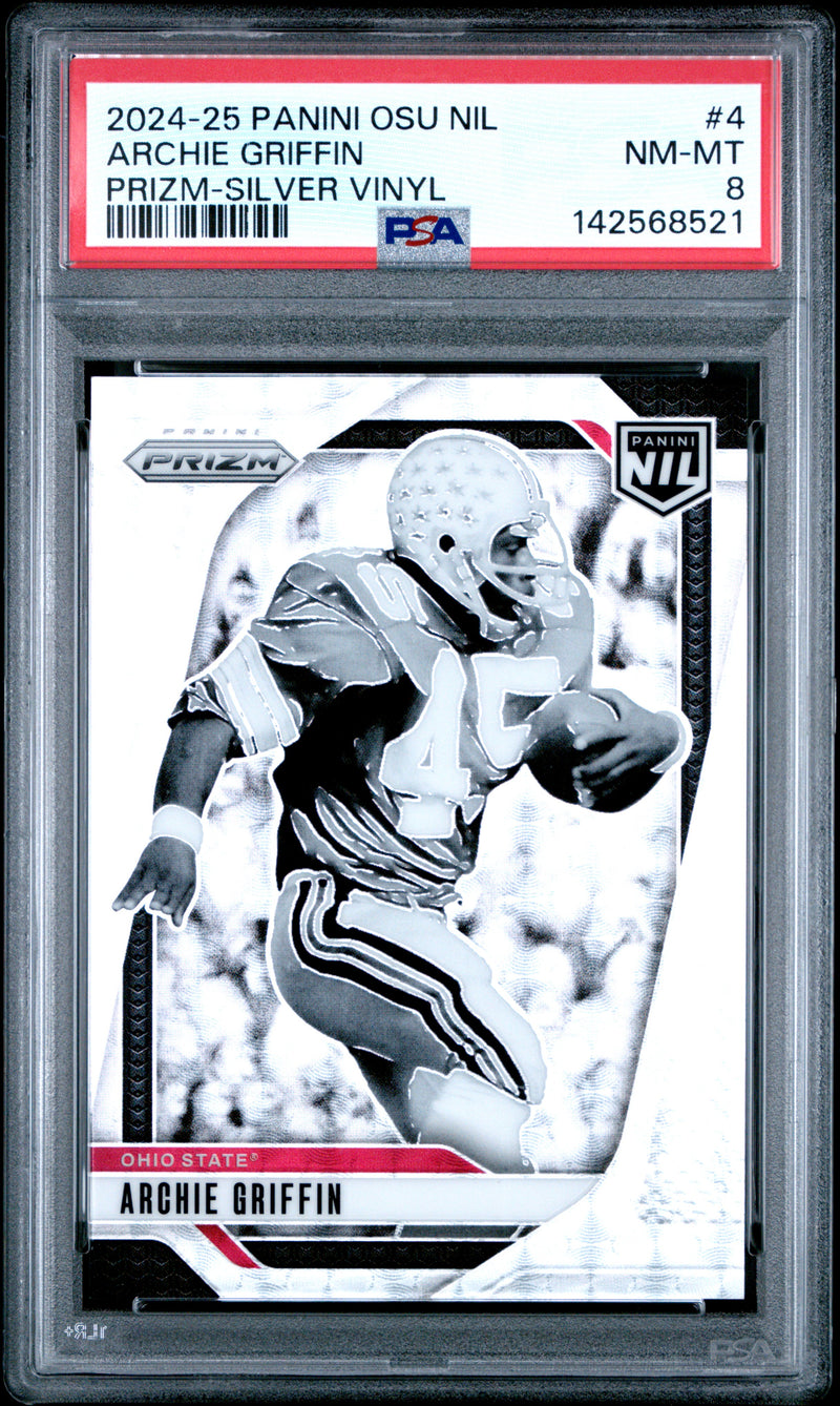 Archie Griffin 2024 Panini The Ohio State University Nil Prizm Prizm-Silver Vinyl 22/25 #4 PSA 8-1
