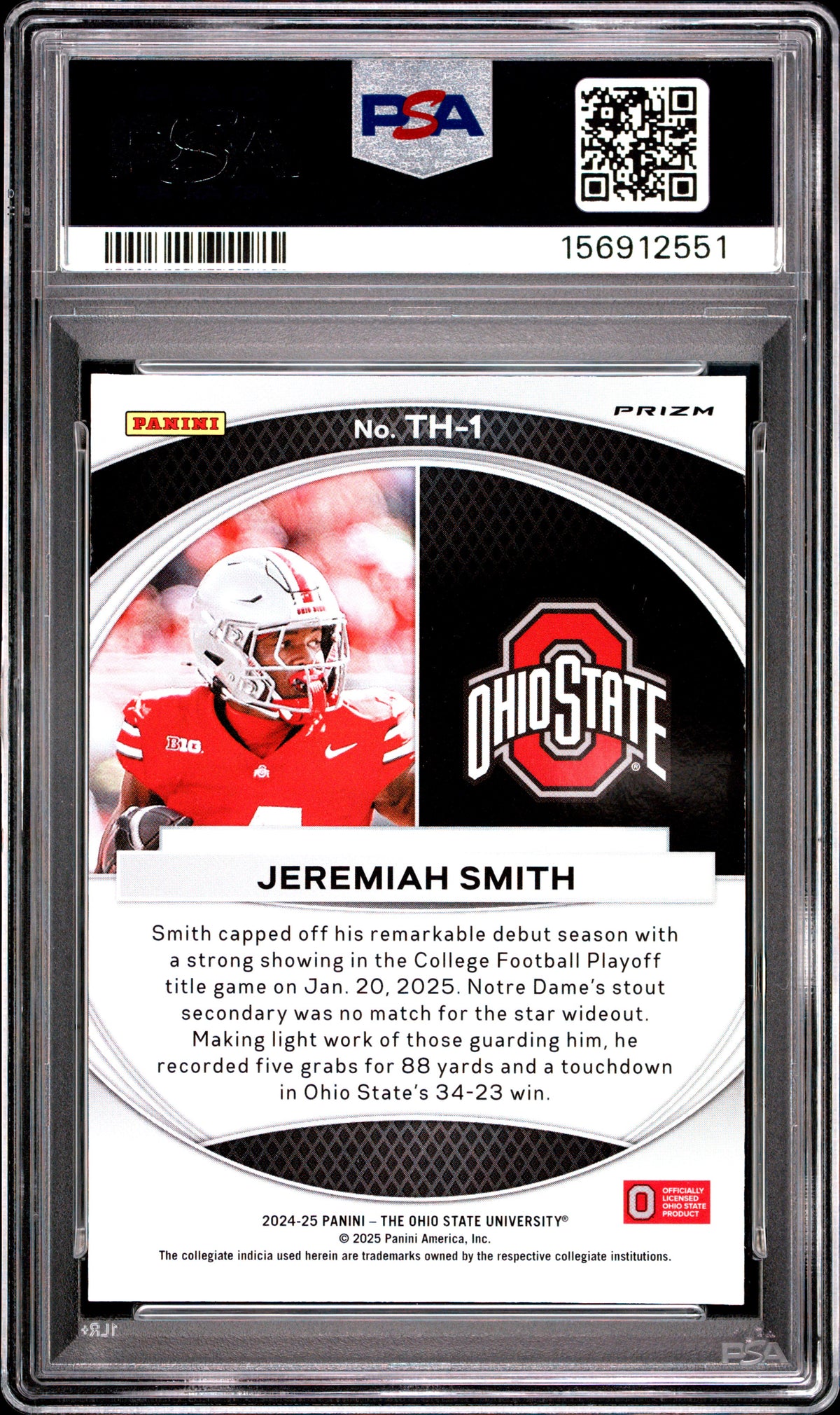 Jeremiah Smith 2024 Panini The Ohio State University Nil Trophy Hunting Trophy Hunting-Neon Green #TH-1 PSA 9-2