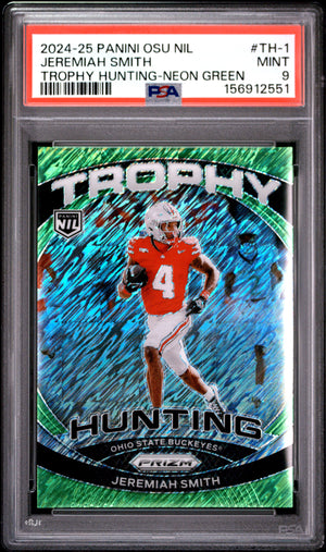 Jeremiah Smith 2024 Panini The Ohio State University Nil Trophy Hunting Trophy Hunting-Neon Green #TH-1 PSA 9