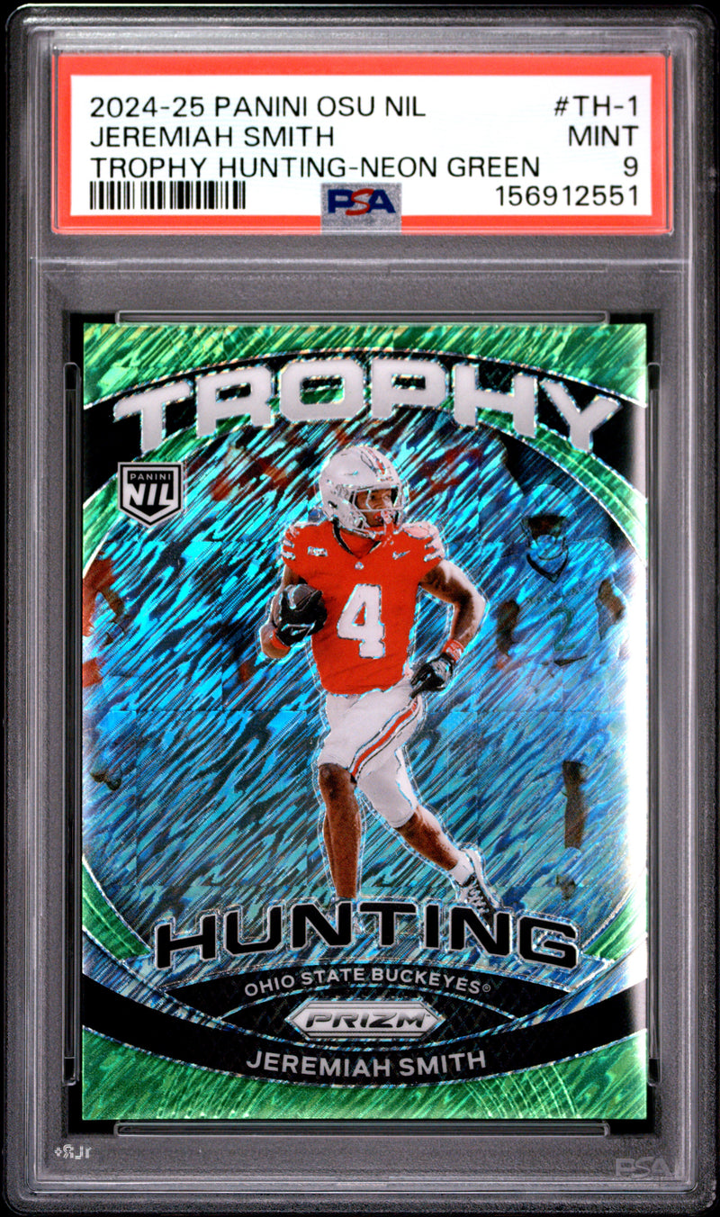 Jeremiah Smith 2024 Panini The Ohio State University Nil Trophy Hunting Trophy Hunting-Neon Green #TH-1 PSA 9-1