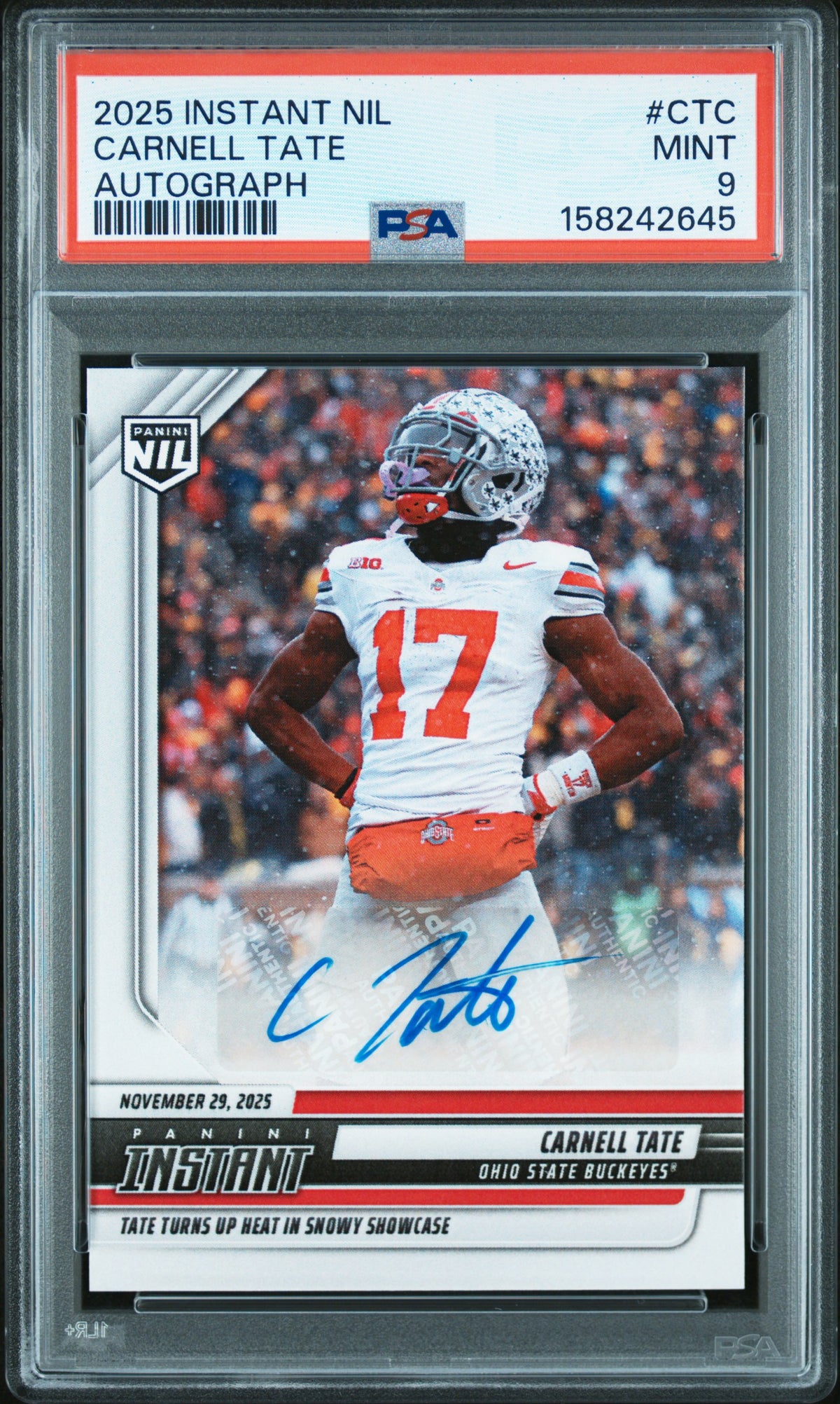 Carnell Tate 2025 Panini Instant Nil College Football Autograph 60/99 #CTC PSA 9