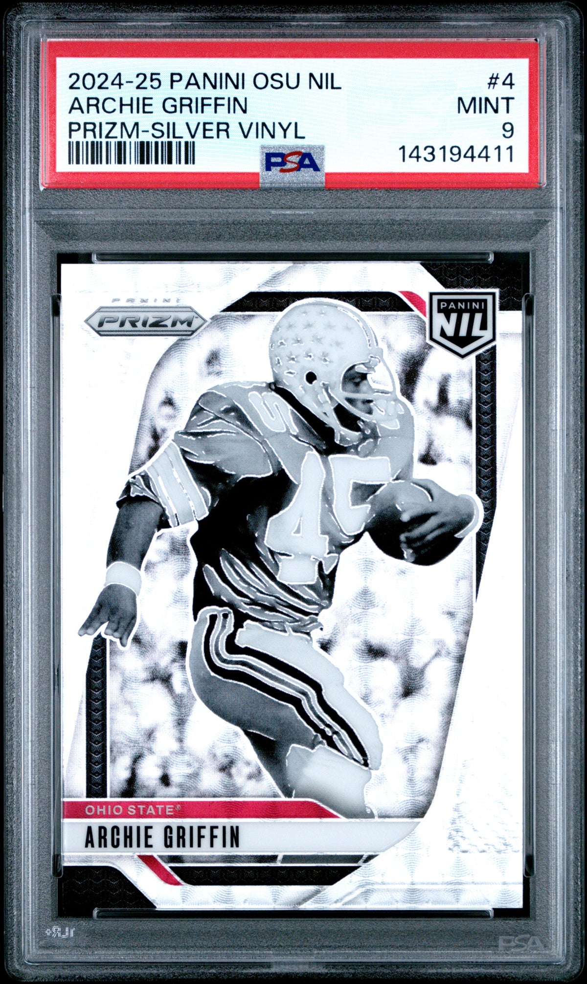 Archie Griffin 2024 Panini The Ohio State University Nil Prizm Prizm-Silver Vinyl 3/25 #4 PSA 9-1