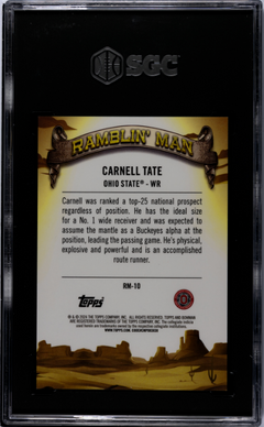 Carnell Tate 2024 Bowman U Chrome Ramblin' Man Red Refractor 1/5 #RM-10 SGC 9.5-2