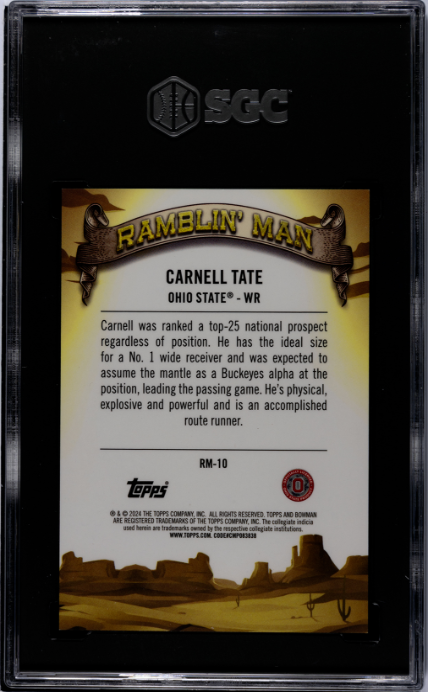 Carnell Tate 2024 Bowman U Chrome Ramblin' Man Red Refractor 1/5 #RM-10 SGC 9.5-2