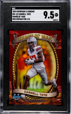 Carnell Tate 2024 Bowman U Chrome Ramblin' Man Red Refractor 1/5 #RM-10 SGC 9.5-1