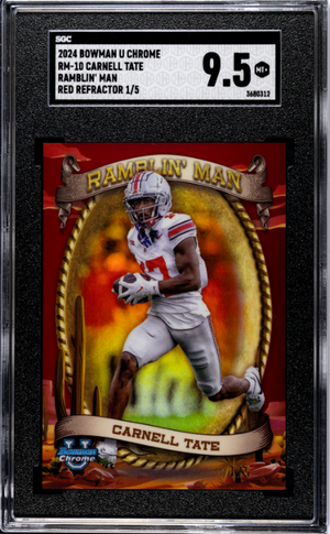 Carnell Tate 2024 Bowman U Chrome Ramblin' Man Red Refractor 1/5 #RM-10 SGC 9.5