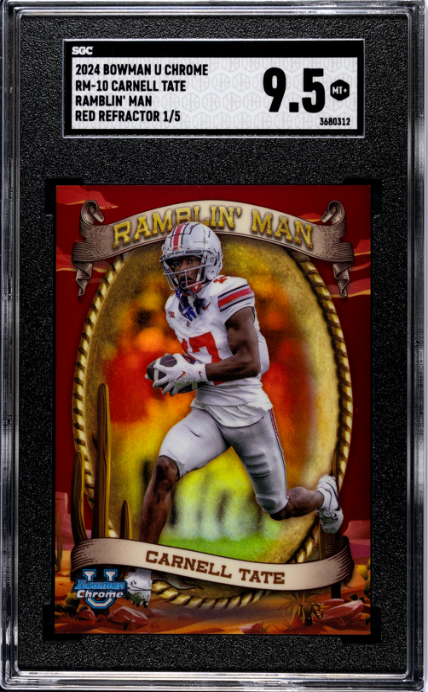Carnell Tate 2024 Bowman U Chrome Ramblin' Man Red Refractor 1/5 #RM-10 SGC 9.5
